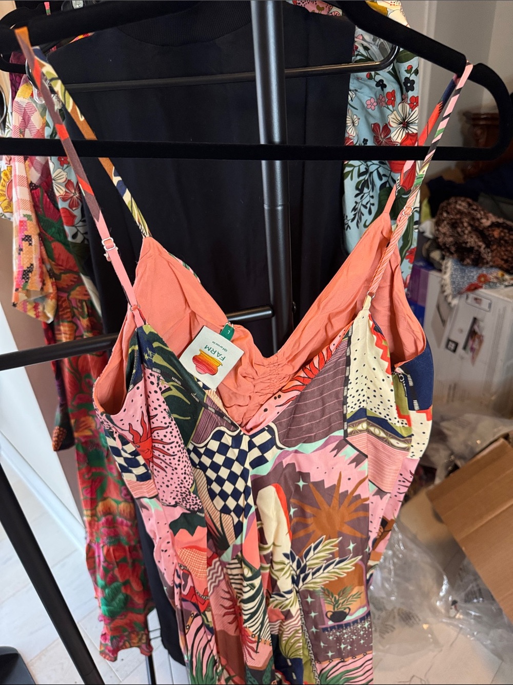 FARM Rio NWT Mystic City Front Crinkle Midi Dress - Picture 11 of 13